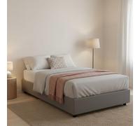 Talamo Italia Letto Piazza e Mezza Camilla, Letto Contenitore con Rivestimento in Tessuto, 100% Made in Italy, Apertura Laterale, Adatto per Materasso Cm 120x190, Grigio