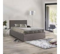 Talamo Italia - Letto piazza e mezza Camilla, Letto contenitore con rivestimento in tessuto, 100% Made in Italy, Apertura laterale, adatto per materasso Cm 120x190, Grigio
