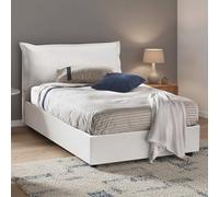 Talamo Italia - Letto piazza e mezza Clara, Letto contenitore con rivestimento in ecopelle, 100% Made in Italy, Apertura frontale, con materasso Cm 120x190 incluso, Bianco