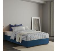 Talamo Italia - Letto piazza e mezza Clea, Set testata in ecopelle con rete ortopedica e mantovana, 100% Made in Italy, adatto a materasso da Cm 120x190, Bianco