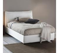 Letto Piazza e Mezza Gloria, Letto Contenitore con Rivestimento in Tessuto, 100% Made in Italy, Apertura Frontale, Adatto per Materasso Cm 120x190, Bianco
