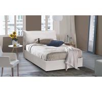 Talamo Italia - Letto piazza e mezza Letizia, Letto contenitore con rivestimento in ecopelle, 100% Made in Italy, Apertura frontale, con materasso Cm 120x200 incluso, Bianco