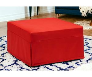 Talamo Italia Letto Pieghevole Ancilla, Pouf trasformabile in Letto Singolo, Pouf in Tessuto da Soggiorno, 100% Made in Italy, 80x80h45 cm, Rosso