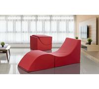 Talamo Italia - Letto pieghevole Andreina, Pouf trasformabile in letto singolo, Chaise longue in ecopelle, 100% Made in Italy, 130x50h50 cm, Rosso