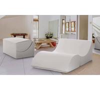 Talamo Italia - Letto pieghevole Annabella, Pouf trasformabile in letto matrimoniale, Chaise longue in ecopelle, 100% Made in Italy, 100x200h70 cm, Bianco
