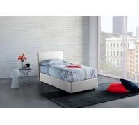 Talamo Italia Letto contenitore Singolo Anna, Made in Italy, Letto con rivestimento in tessuto, Apertura frontale, con materasso cm 80x190 incluso, Bianco