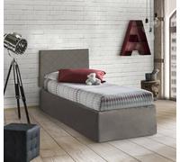 Talamo Italia - Letto Singolo Cleofe, Set Testata in Ecopelle con Rete Ortopedica e mantovana, 100% Made in Italy, Adatta a Letto Singolo, per Materasso da Cm 80x190, Tortora