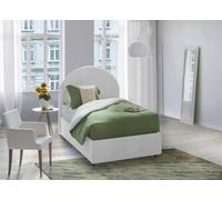 Talamo Italia - Letto singolo Emma, Letto contenitore con rivestimento in tessuto, 100% Made in Italy, Apertura frontale, con materasso Cm 80x190 incluso, Bianco