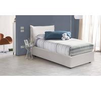Talamo Italia - Letto Singolo Livia, Letto Contenitore con Rivestimento in Ecopelle, 100% Made in Italy, Apertura Laterale, Adatto per Materasso Cm 80x190, Bianco