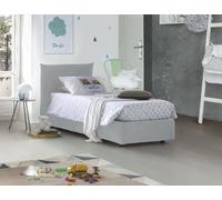 Talamo Italia - Letto singolo Marina, Letto contenitore con rivestimento in tessuto, 100% Made in Italy, Apertura laterale, adatto per materasso Cm 80x190, Bianco