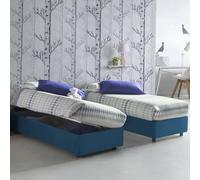 Talamo Italia - Letto singolo Melissa, Letto contenitore con rivestimento in tessuto, 100% Made in Italy, Apertura laterale, adatto per materasso Cm 80x190, Blu