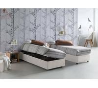 Talamo Italia Letto Singolo Melissa, Letto Contenitore con Rivestimento in Tessuto, 100% Made in Italy, Apertura Laterale, Adatto per Materasso Cm 80x190, Bianco