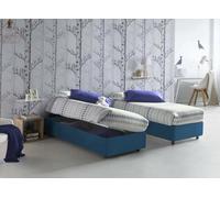 Talamo Italia - Letto singolo Melissa, Letto contenitore con rivestimento in tessuto, 100% Made in Italy, Apertura laterale, adatto per materasso Cm 80x190, Blu