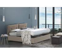 Talamo Italia - Letto singolo Milena, Letto contenitore con rivestimento in ecopelle, 100% Made in Italy, Apertura frontale, adatto per materasso Cm 80x190, Tortora