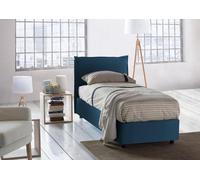 Talamo Italia - Letto singolo Zusanne, Letto contenitore con rivestimento in tessuto, 100% Made in Italy, Apertura frontale, adatto per materasso Cm 90x190, Blu