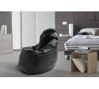 Talamo Italia - Pouf Annachiara, Pouf a sacco, Poltrona a sacco in ecopelle, 100% Made in Italy, 70x70h110 cm, Nero