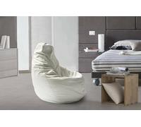 Talamo Italia - Pouf Annachiara, Pouf a sacco, Poltrona a sacco in ecopelle, 100% Made in Italy, 70x70h110 cm, Bianco