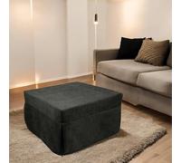 Talamo Italia Pouf convertibile singolo, prodotto in Italia, letto pieghevole, pouf salvaspazio in tessuto sfoderabile per soggiorno, grigio, 78 x 78/195 h 45 cm