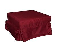 Talamo Italia Pouf trasformabile in letto, in tessuto imbottito, rete e materasso inclusi, cm 75x75h42 cm, colore Rosso