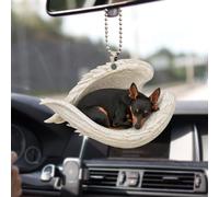 Talataca Pinscher miniatura Angelo che dorme animale domestico cane fattoria 2D piatto auto specchietto retrovisore accessori albero di Natale ornamento decorazione appeso fascino interno retrovisore