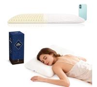 Talatex Cuscino sottile in lattice naturale, per chi dorme davanti e sullo stomaco, cuscino piatto da 7 cm, profilo sottile per alleviare il dolore al collo, supporto medio e solido, con fodera
