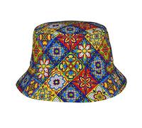 Talavera messicana Etnica Nativa Cultura Tribale Cappelli da Pescatore per Donna Uomo Cappelli da Pescatore Estivi Unisex Cappellino Protezione Solare per Adolescenti Packable Trendy Travel Beach Vaca