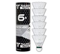 Schildkröt Talbot-Torro Volani da Badminton Tech 450, Lattina 6 Pezzi, Bianco, velocità: Verde/Lento, in Nilon Premium