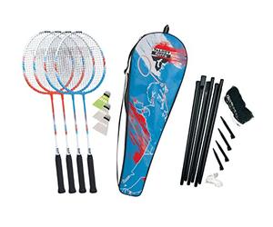 Talbot Torro Set da Badminton Premium 4-Fighter, Set Completo di Alta Qualità con 4 Racchette in Aluminio Leggere, 3 Volani, Set Completo di Rete, in una Borsa di Qualità, 449416