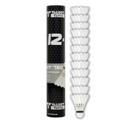 Talbot-Torro Volani da Badminton Hit 750, Piume Bianco Naturali, Lattina 12 Pezzi,Velocità 77 - Lenta