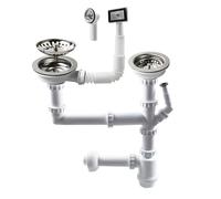 Talea Sifone doppio da 114 mm per lavello con attacco per lavastoviglie, sifone, doppio sifone per lavello, adatto per lavello con un'apertura di 84-90 mm Z7052C006