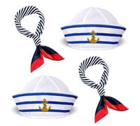 TaleMoon Costume Marinaio, Set Cappello Marinaio e Sciarpa a Righe, Berretto da Marinaio, Festa per Donne e Uomini, Accessorio per Costume