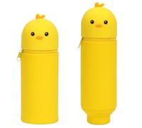 TaleMoon Pulcino Giallo Astuccio,Scuola 2 in 1 in Astucci Silicone Morbido,Portapenne in Silicone,Chiusura con Cerniera,Penne Pastelli Pennarelli