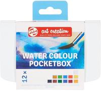 Talens Art Creation Scatola tascabile di pittura ad acquerello con 12 colori, pennello e spugna | Pittura per adulti