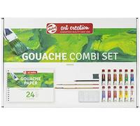 Talens Art Creation Gouache starter set con 12 colori (tubetti da 12 ml), pennelli, tavolozza, carta, matita e gomma