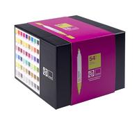Talens | Pantone Set di 54 Marcatori | Penna a Doppia Punta con Pennello e Punta a Scalpello | Inchiostro Pigmentato a Base d'Acqua nei Colori Pantone