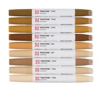 Talens | Pantone Set di 9 Marcatori Brown | Penna a Doppia Punta con Pennello e Punta a Scalpello | Inchiostro Pigmentato a Base d'Acqua nei Colori Pantone