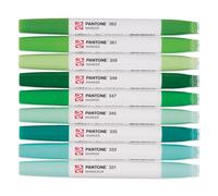 Talens | Pantone Set di 9 Marcatori Green | Penna a Doppia Punta con Pennello e Punta a Scalpello | Inchiostro Pigmentato a Base d'Acqua nei Colori Pantone