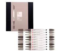 Talens | Pantone Set di 9 Marcatori Warm Gray | Penna a Doppia Punta con Pennello e Punta a Scalpello | Inchiostro Pigmentato a Base d'Acqua nei Colori Pantone