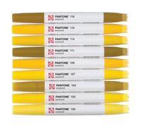 Talens | Pantone Set di 9 Marcatori Yellow | Penna a Doppia Punta con Pennello e Punta a Scalpello | Inchiostro Pigmentato a Base d'Acqua nei Colori Pantone