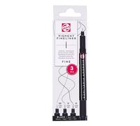 Talens Pigment Fineliner Set, 3 penne a punta fine, 0,2mm, 0,3mm, 0,4mm, resistente alla luce, permanente & a base d’acqua, ideale per scrittura & disegno dettagliato