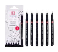 Talens Pigment Fineliner Set Completo, 6 pezzi, 0,20 mm - 0,70 mm, inchiostro resistente alla luce, permanente, a base d'acqua per disegno, schizzi, scrittura e appunti