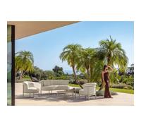 Talenti Salotto James Set Sofa, 2 Poltrone Living e Tavolo Caffé D88 Bianco Beige