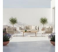 Talenti Salotto Plum Set Divano 2 Poltrone Tavolo Caffè Bianco Beige