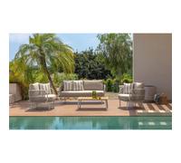 Talenti Salotto Plum Set Sofa, 2 Poltrone Armchair e Tavolo Caffé Bianco Beige