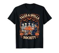 Tales & Spells Society Skeleton Witch Book Club Maglietta