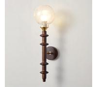 TaleTre Applique da parete vintage in noce, illuminazione a globo(50cm)