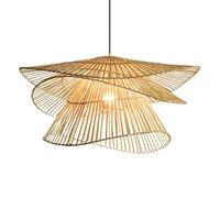 TaleTre Lampada a sospensione in vimini di bambù realizzata a mano - Apparecchio da soffitto per casa colonica scandinava per soggiorno, sala da pranzo e cucina(65cm)