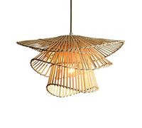 TaleTre Lampada a sospensione in vimini di bambù realizzata a mano - Apparecchio da soffitto per casa colonica scandinava per soggiorno, sala da pranzo e cucina(36cm)