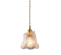 TaleTre Lampada a sospensione moderna in vetro floreale - Lampadario in ottone nordico for isola cucina, sala da pranzo, camera da letto, caffetteria, bar(Light color)
