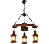 TaleTre Lampadario ad Ancora in Legno Lampada a Sospensione a 3 Testa Paralume in Vetro Lampadario Rustico a Sospensione Rustico a 3 Luci Apparecchio di Illuminazione a Sospensione a Soffitto for Sala